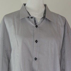 Eight X Gray Dotted Long Sleeve Button-Up Classic Fit Dress Shirt Size XXL C939